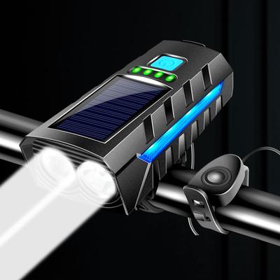 Solare Rennrad-Frontleuchte, USB-wiederaufladbar, LED, Cycling Power Display, Taschenlampe für Nachtfahrten