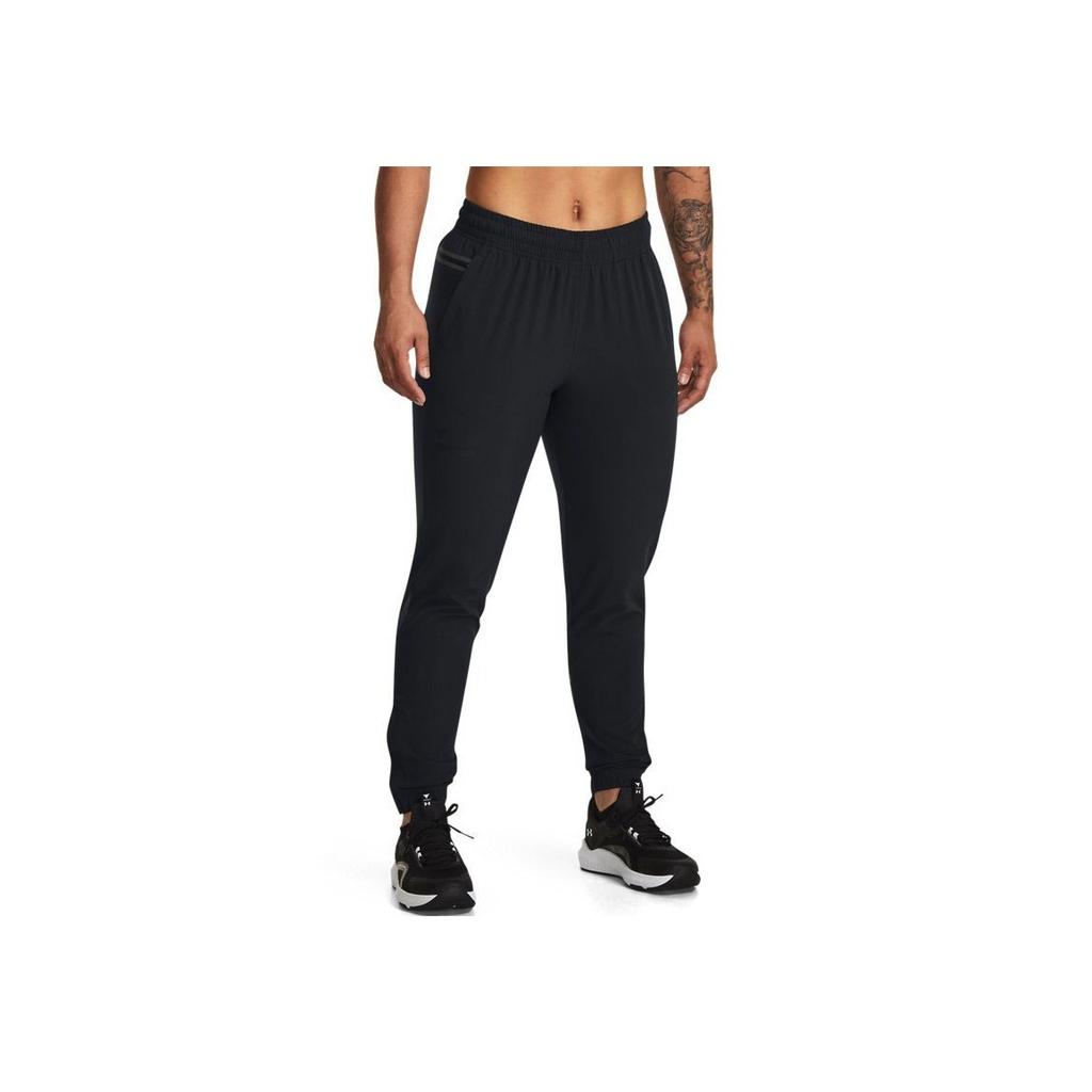 Under Armour Unstoppable Solid Color Elastic Waist Cuffed Sports Pants Women pants Black 1380184-001