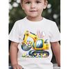 European sizes Children Easter Summer Boys' Fashion Short-Sleeve T-Shirt with Bunny Ears, Excavator, Easter Egg Prints - Outdoor Casual Top NY-DX5442