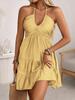 2026 Summer European & American Style Women's Spaghetti Strap Ruffle Patchwork Sexy Off-the-Shoulder Dress