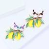 Trendy Enamel Bird And Lemon Brooches For Women Animal Fruit Pins Casual Party Accessories  Year Gifts
