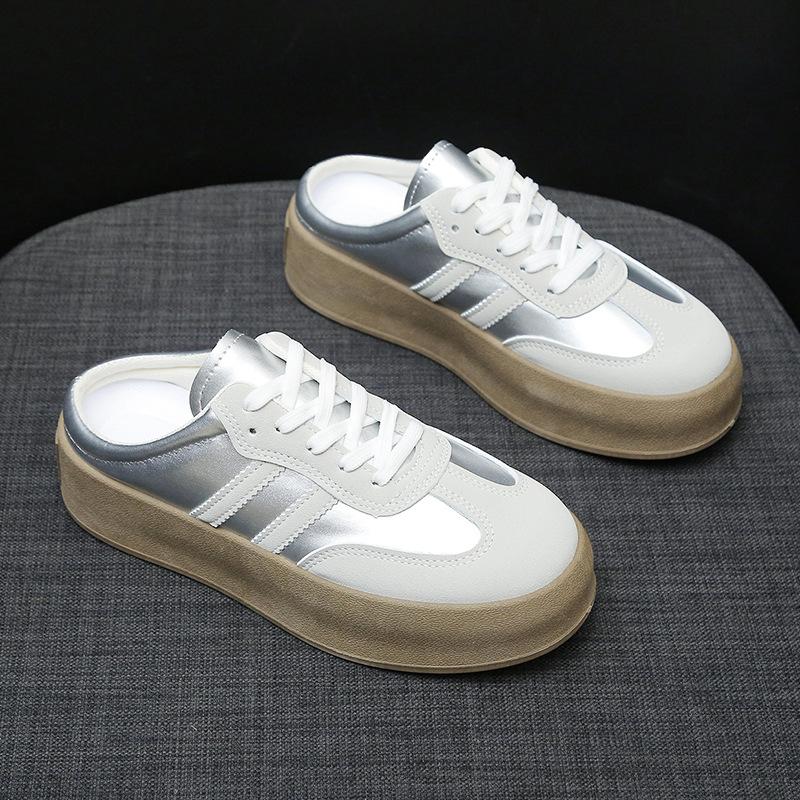 

Thick-soled bag head slippers women s 2025 new summer wear one-pedal white shoes without heels, German training half slippers 35