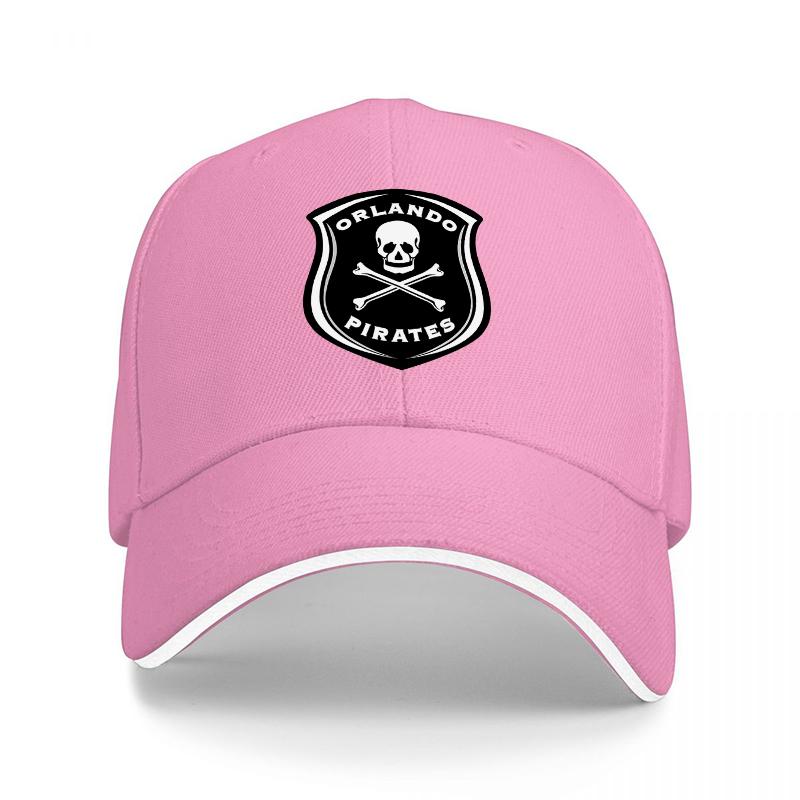 Orlando Pirates Totenkopf und gekreuzte Knochen Baseballkappe Schwarz mit Weißem Rand Logo-Design Verstellbare Passform für Erwachsene