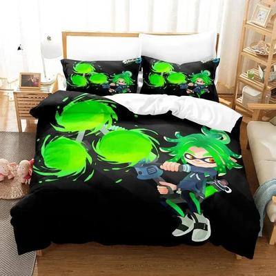Kawaii Juego Splatoon 3 Juego de Cama Individual Twin Completo Queen King Size Juego de Cama Adulto Niño Dormitorio Juegos de Funda Nórdica Juego de Sábanas
