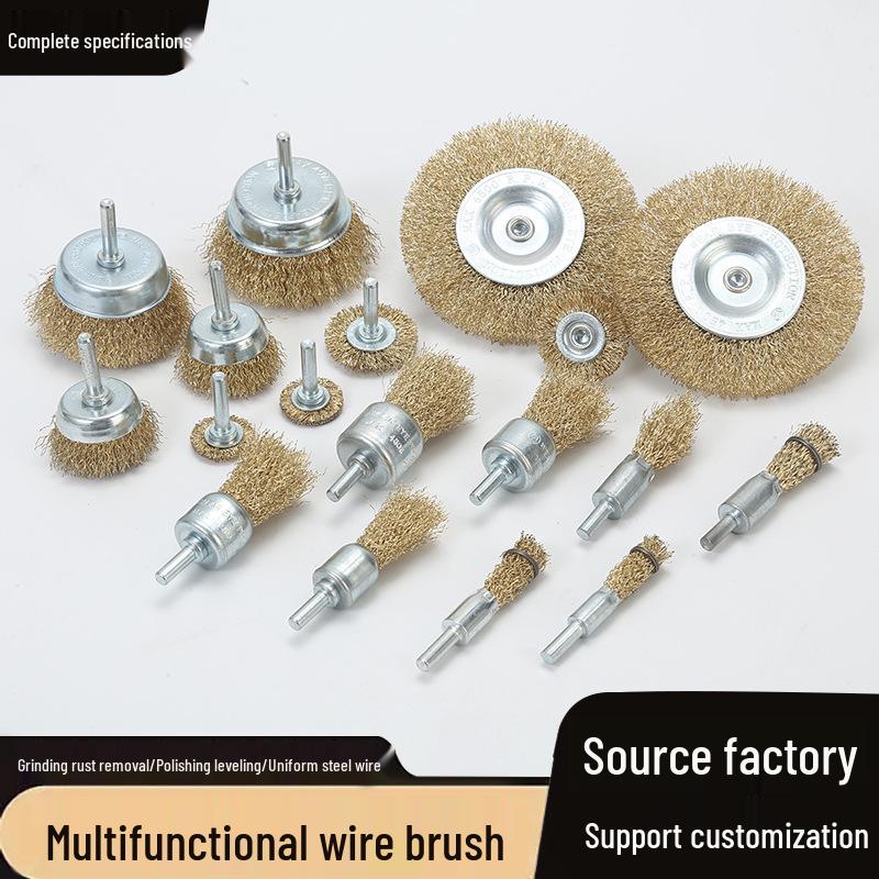 Electric Wire Brush Head with Handle for Rust Removal - 6mm Grinding Wheel Attachment