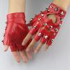 Punk Spiked Fingerless Gloves, Gothic Leather Gloves with Studs for Halloween & Cosplay