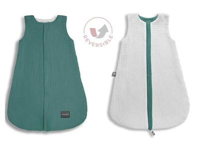 Double-Sided Muslin Sleeping Bag Xxs (0-4 Months) Ocean Green