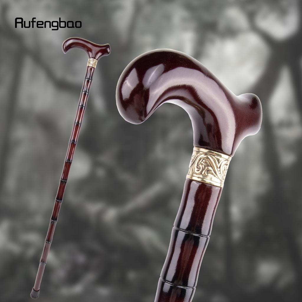 Brown Wooden Single Joint Fashion Walking Stick Decorative Cospaly Cane Halloween Mace Crutch  Wand Crosier 92cm