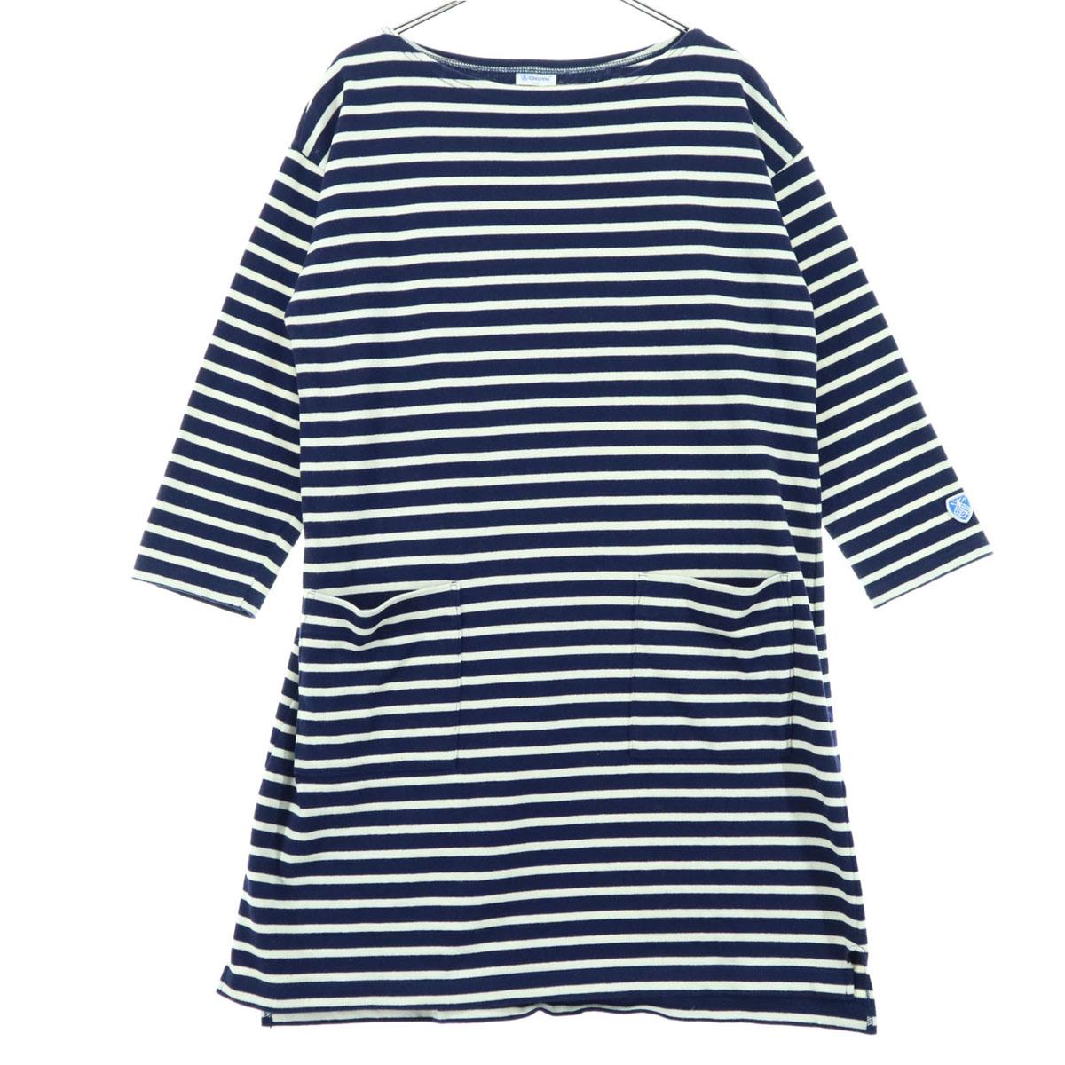 

Beauty products ORCIVAL made in Japan border 7 minutes sleeve Knee-length dress Women Used