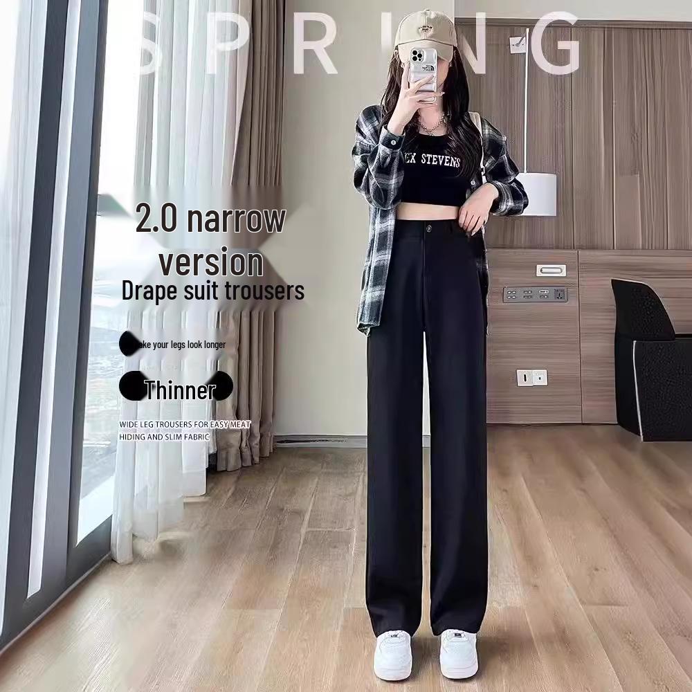 Damen Sommerhose mit hohem Bund, weitem Bein, schwarz 2024 - Lässig, drapiert, Mopping-Stil