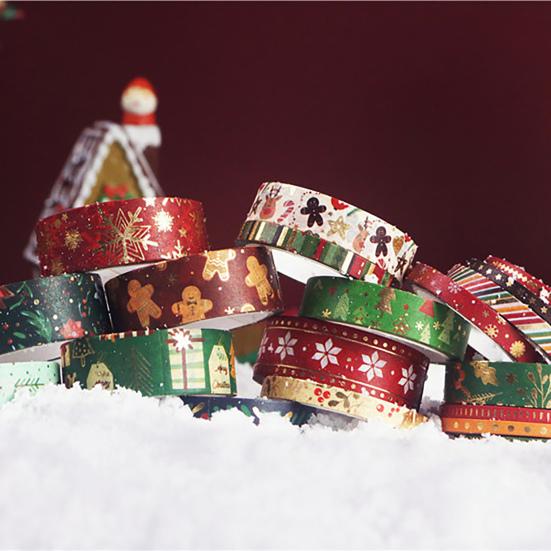 1 Schachtel Weihnachtswashi-Tape Transparentes Muster Gedruckt Reichhaltiges Element Nicht verblassend