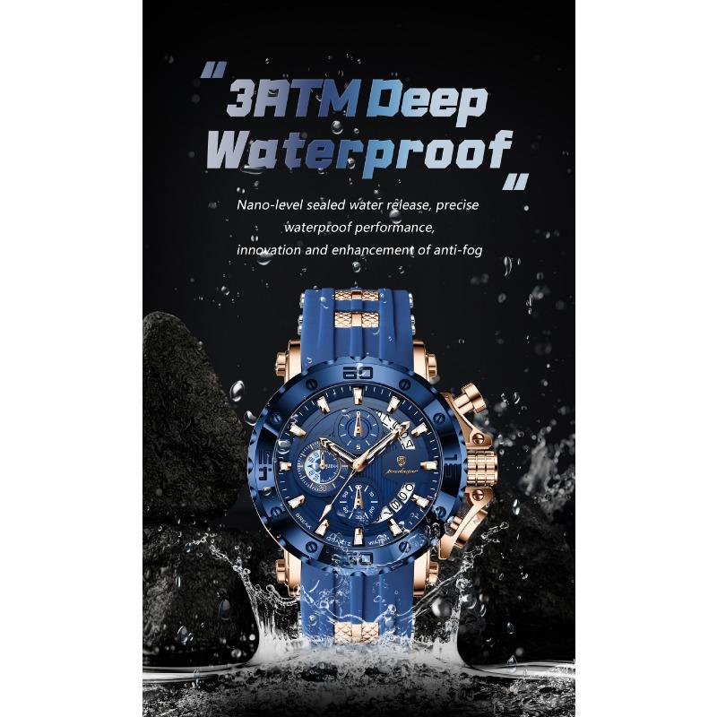 POEDAGAR Reloj Deportivo de Lujo para Hombre Cronógrafo Impermeable Luminoso Moda Reloj Calendario Correa de Silicona Relojes de Cuarzo