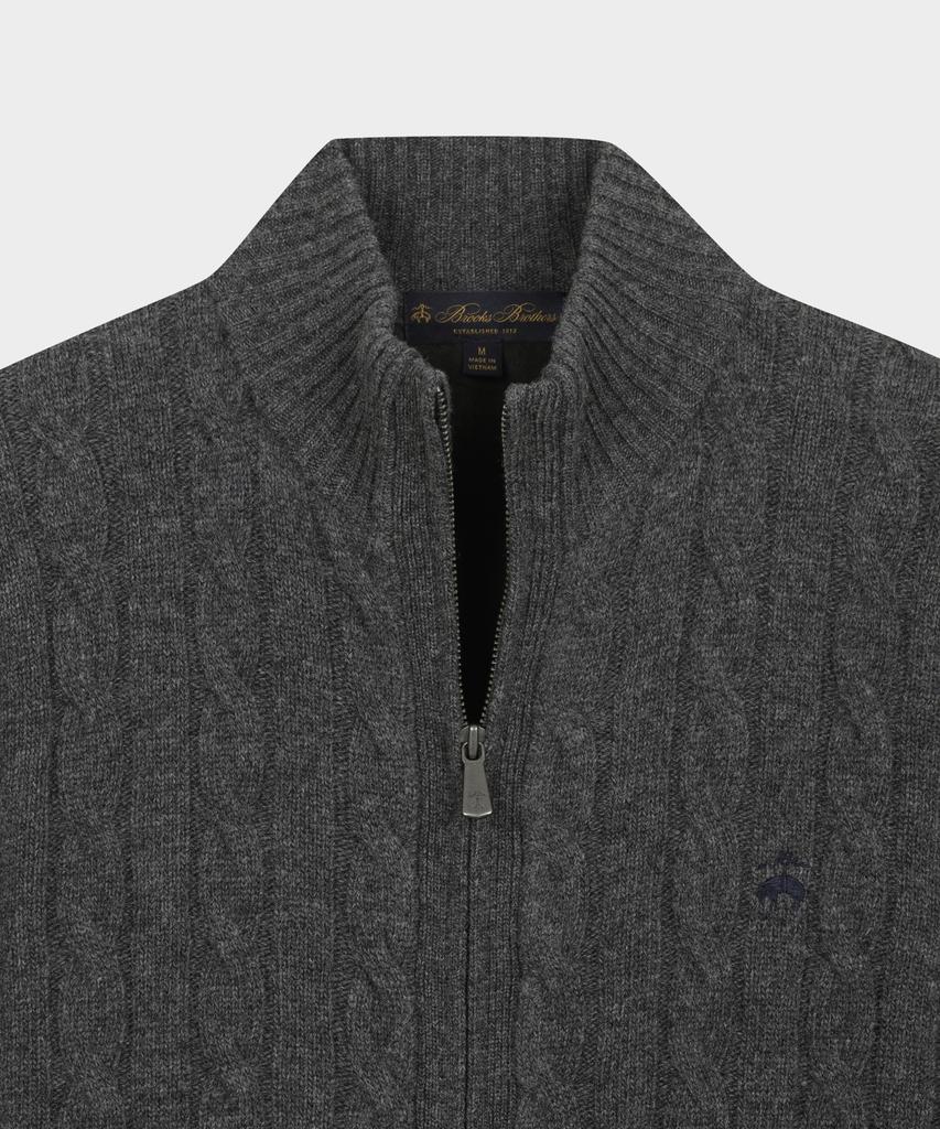 Brooks Brothers Windproof Wool Cable Zip-Up Sweater (Charcoal) (Bbwcmbf406)