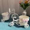 Small Rattan Flower Basket Tricycle Flower Holder Basket Woven Storage Basket