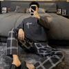 Baumwolle Herren Pullover Nachtwäsche Herbst Frühling Langarm Nachtwäsche 2 Stück Pyjamas Set Männlich