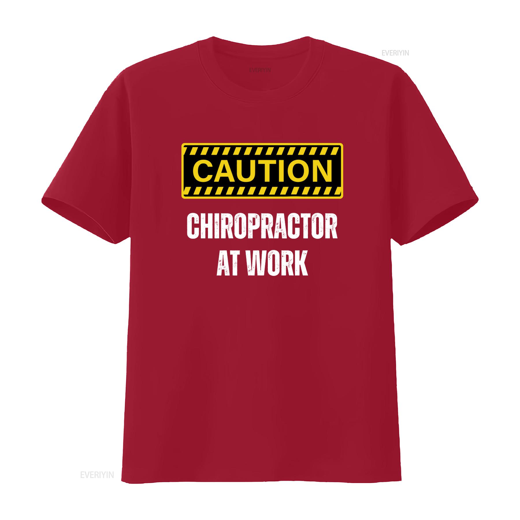 

Caution Chiropractor At Work T Shirt Funny Chiropractic GifT for Doctor Life vintage Washed Unisex Versatile Casual Breathable S