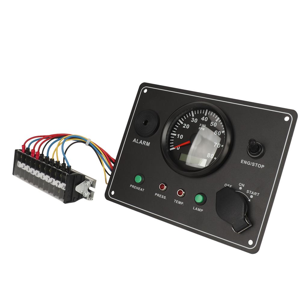 210 X 160mm Boat Tachometer Panel High Accuracy Multifunction 0‑8000 RPM Marine Tacho Gauge Instrument Panel with Alarm