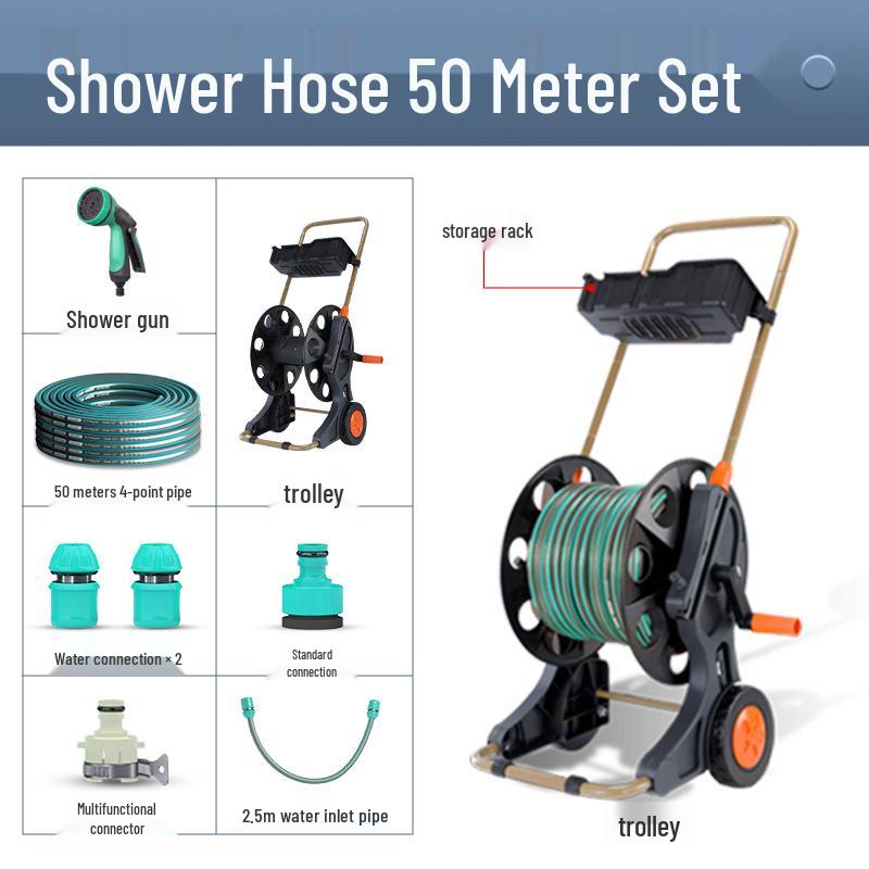 High-Pressure Garden Hose: Versatile Watering & Car Wash Gun with Retractable Reel for Gardening & Home Use