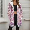 Women's Gradient Print Fashionable Loose Zipper Fleece Hoodie Jacket