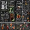 Classic Chalk Art Prints Plaque, Metal Vintage Cocktail Signs, Metal Plates, Bar Decoration, Poster Wall Decor, Retro