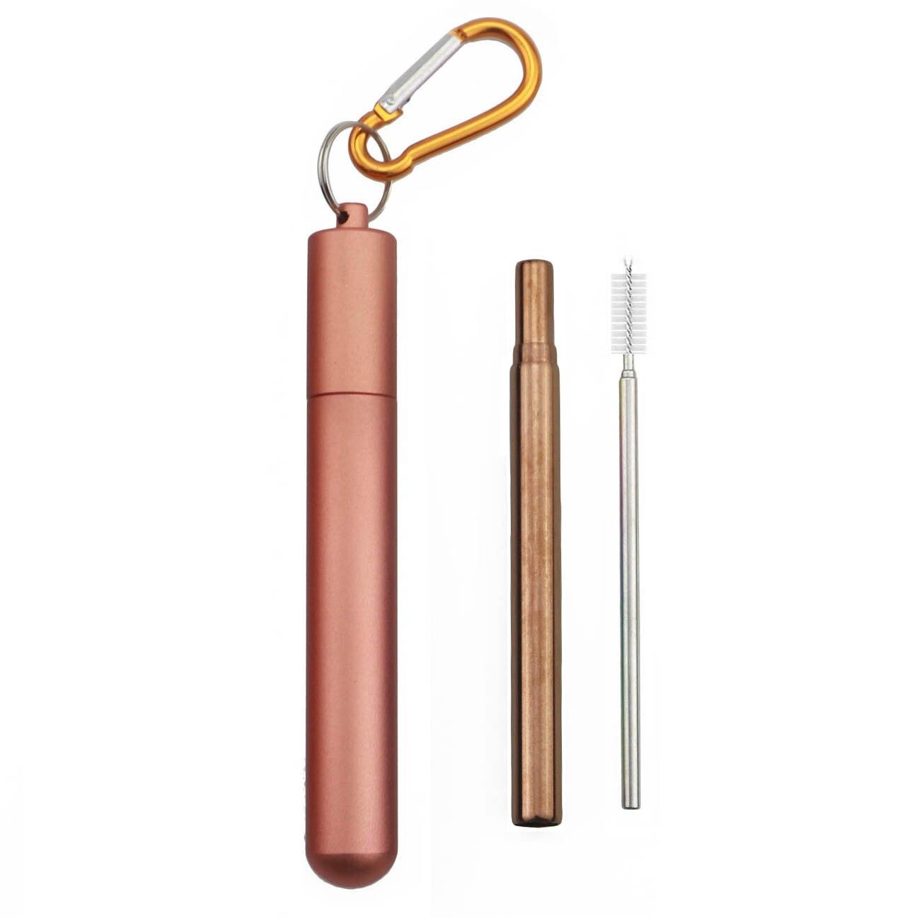 

Багаторазова телескопічна соломинка. Металева соломинка з нержавіючої сталі 304 із щіткою для чищення. Розбірний портативний набір соломинок для пиття для подорожей.