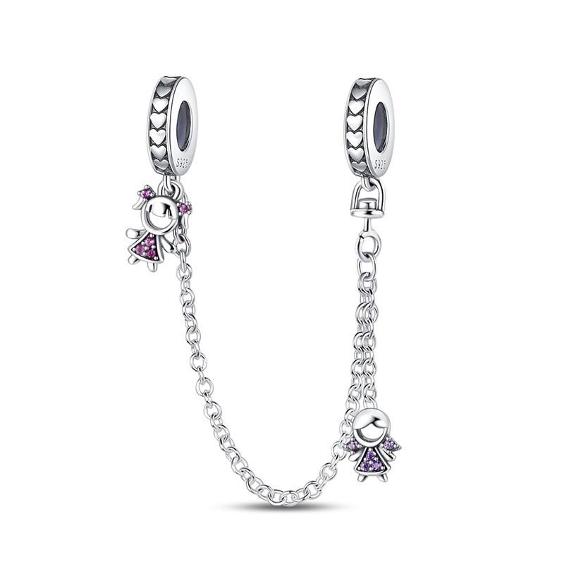 Copper Sun And Moon Plum Blossom Safety Chain Piece Bead Charms For 3Mm Original Bracelets Diy Jewelry Birthday Crafting