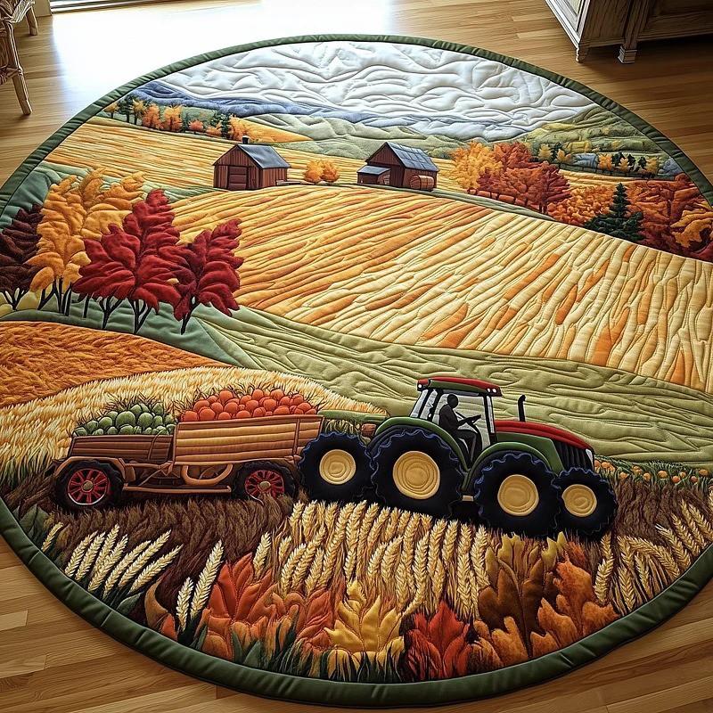Multicolor 3D Digital Printed Quilted Round Carpet Living Room Bedroom