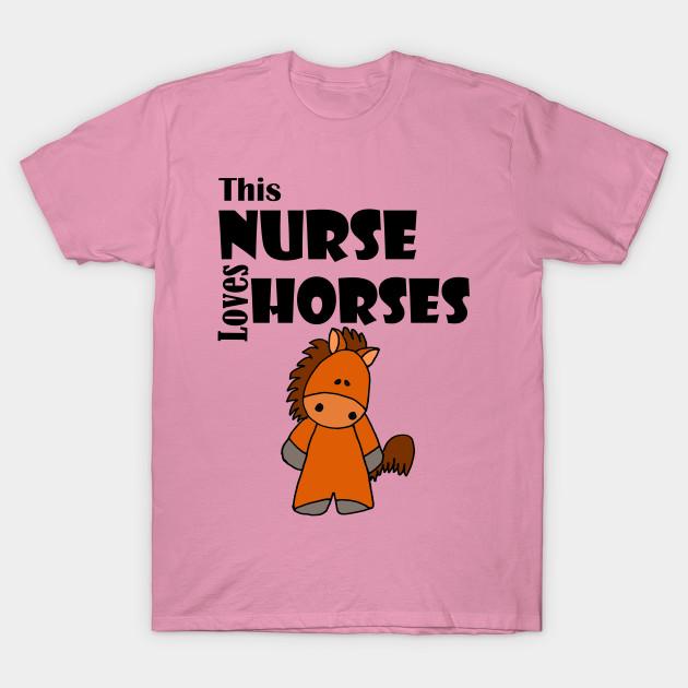 T Shirt Women Cute This Nurse Loves Horses Cartoon Harajuku Print Kawaii Tshirt Summer Short Sleeve Female T-Shirt Top Tee