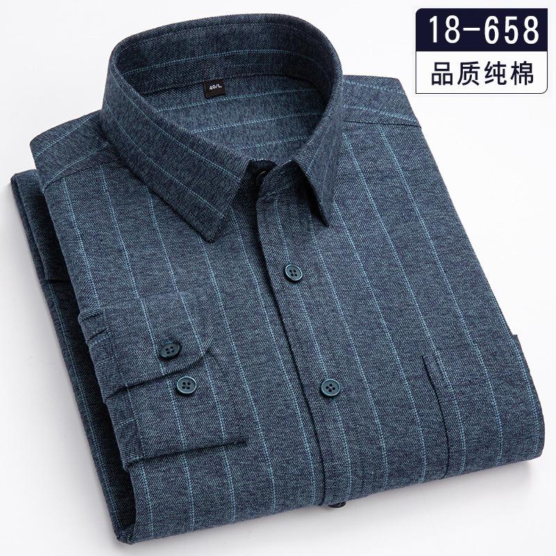 100% Pure Cotton 8XL 7XL Casual Slim Fit Shirt Men Longsleeve Shirt for Men Dad Loose Plaid Shirt Plus Size Button Up Shirt
