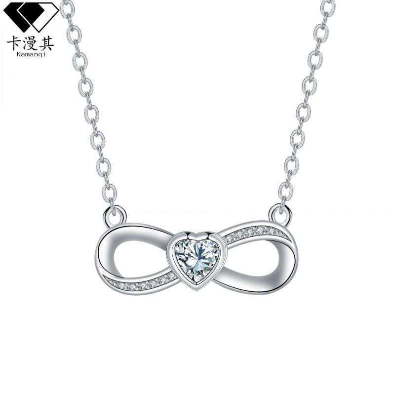 Infinity Symbol Crystal Pendant Necklace Women Minimalist Geometric Design Lightweight Copper Chain Jewelry Silver