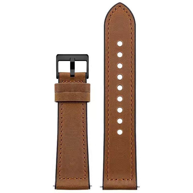 

Leather Watch Band 22mm High Quality Watch Accessories Black Green Brown Grey Replace Wristwatch Straps Men Women Soft Watchband 22mm Strap темно-коричневого кольору