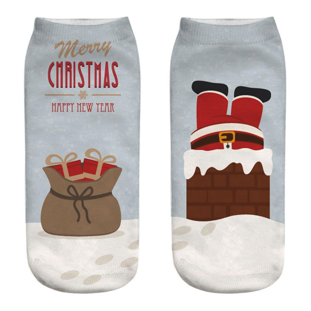 Casual Work Business Sokker 3D Christmas Santa Elk Printing Medium Sports Socks