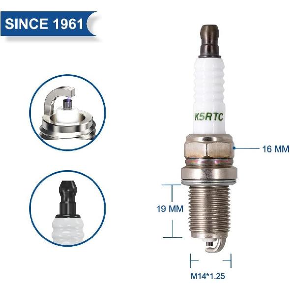 

TORCH K5RTC Spark Plug Replace for CHAMPION RC14YC RC12YC, for Briggs & Stratton 496018S 491055 491055S 491055T 72347GS 72347 805015 M78543, for NGK