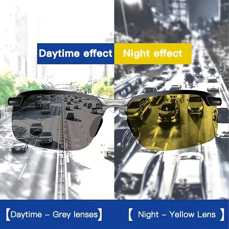 3pcs Set of Men's Day and Night Vision Driving Glasses - Anti Glare Half Frame Design Comfortable PC Material