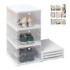 [Featured In I'm Home] Shoe Box (3 Tiers) No Assembly Required, Foldable, Transparent, Slim, Stackable, Clear Rack, Compact Entryway Storage