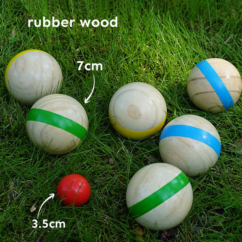7Pcs Wood Bocce Balls Sports Playground Balls Grass Outdoor Balls For Backyard Gym Beach Lawn Family Parties With Storage Bag