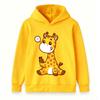 Cute Cartoon Giraffe Print Kids Hooded Sweatshirt, Unisex Boys Girls Pullover Hoodie, Soft Casual Long Sleeve Top For Toddlers Children Daily Wear