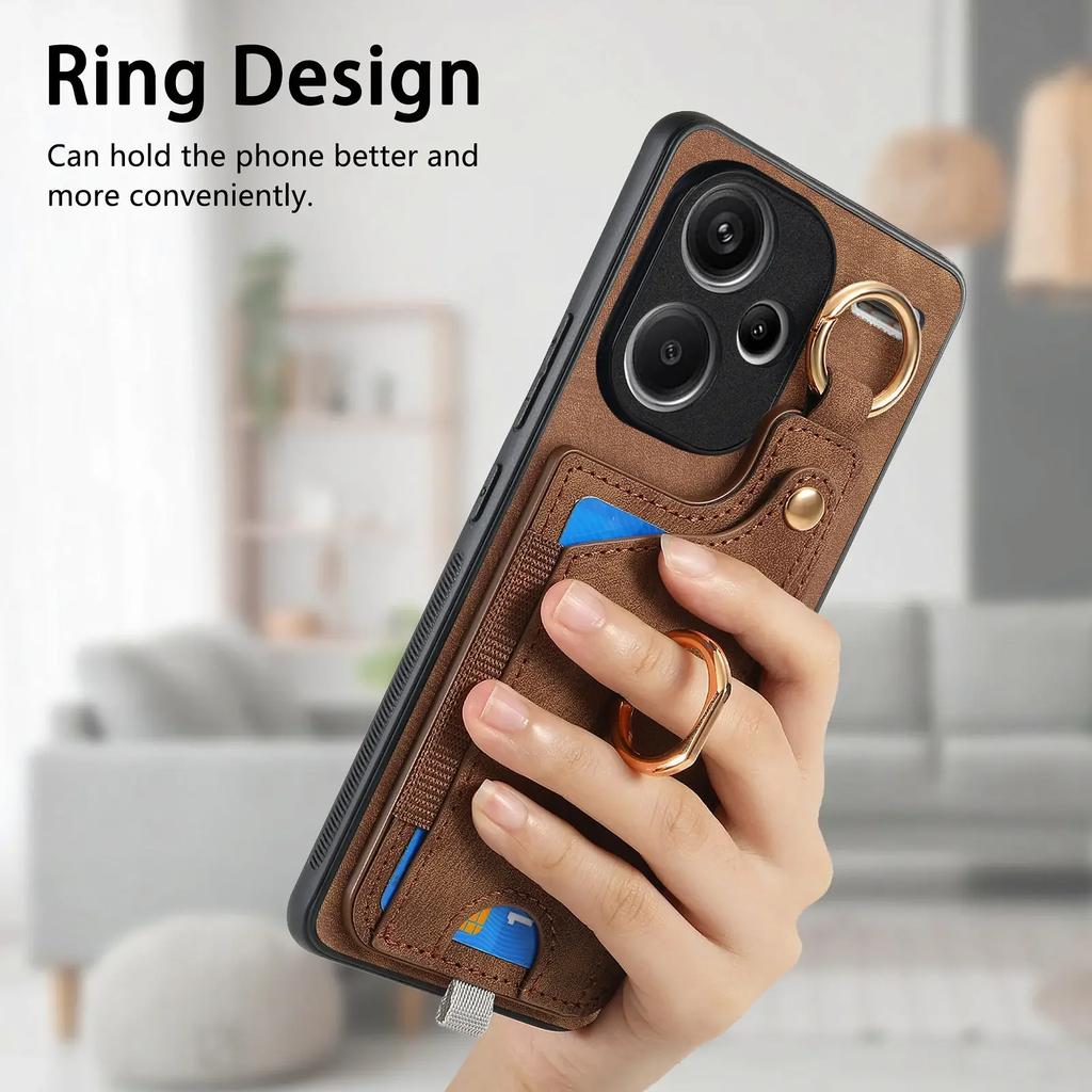 Ring Holder Cards Solt Wallet Leather Case For Xiaomi Redmi Note 13 12 Pro Plus 13C 12T 11T POCO X6 X4 X5 F5 Bag Magnetic Cover