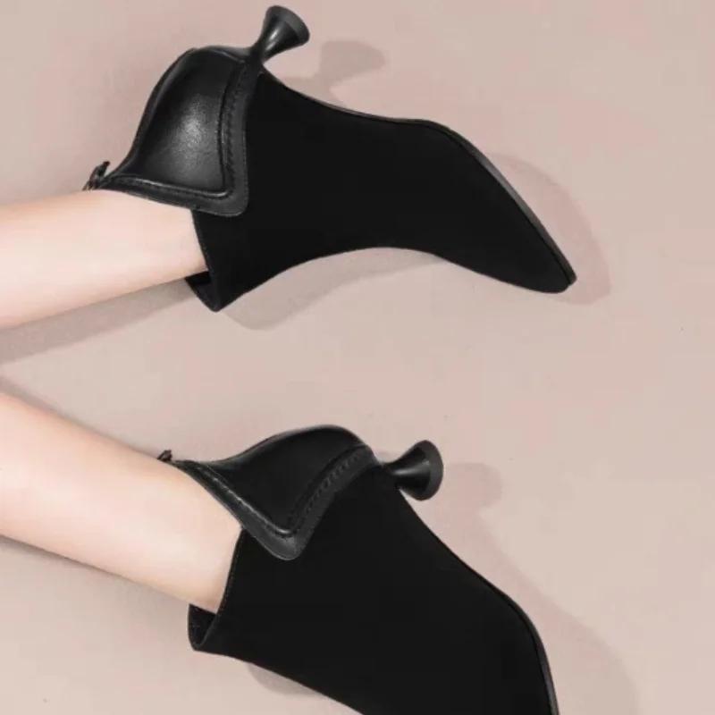 Dámské kozačky se špičatou špičkou Kozačky na podpatku na zip Western Designer Dámské kozačky na vysokém podpatku Retro Pohodlné vysoké podpatky