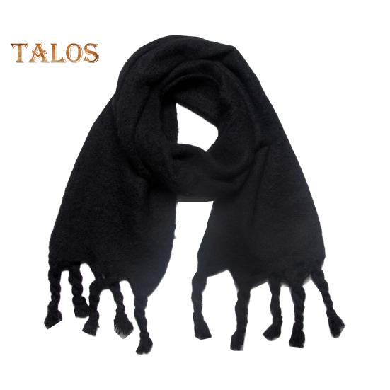 

Женский зимний шарф, толстый теплый шарф с кисточками, универсальный однотонный пашмина для ежедневного использования на открытом воздухе, велоспорта, одеяло, фуляр 210cm чёрный