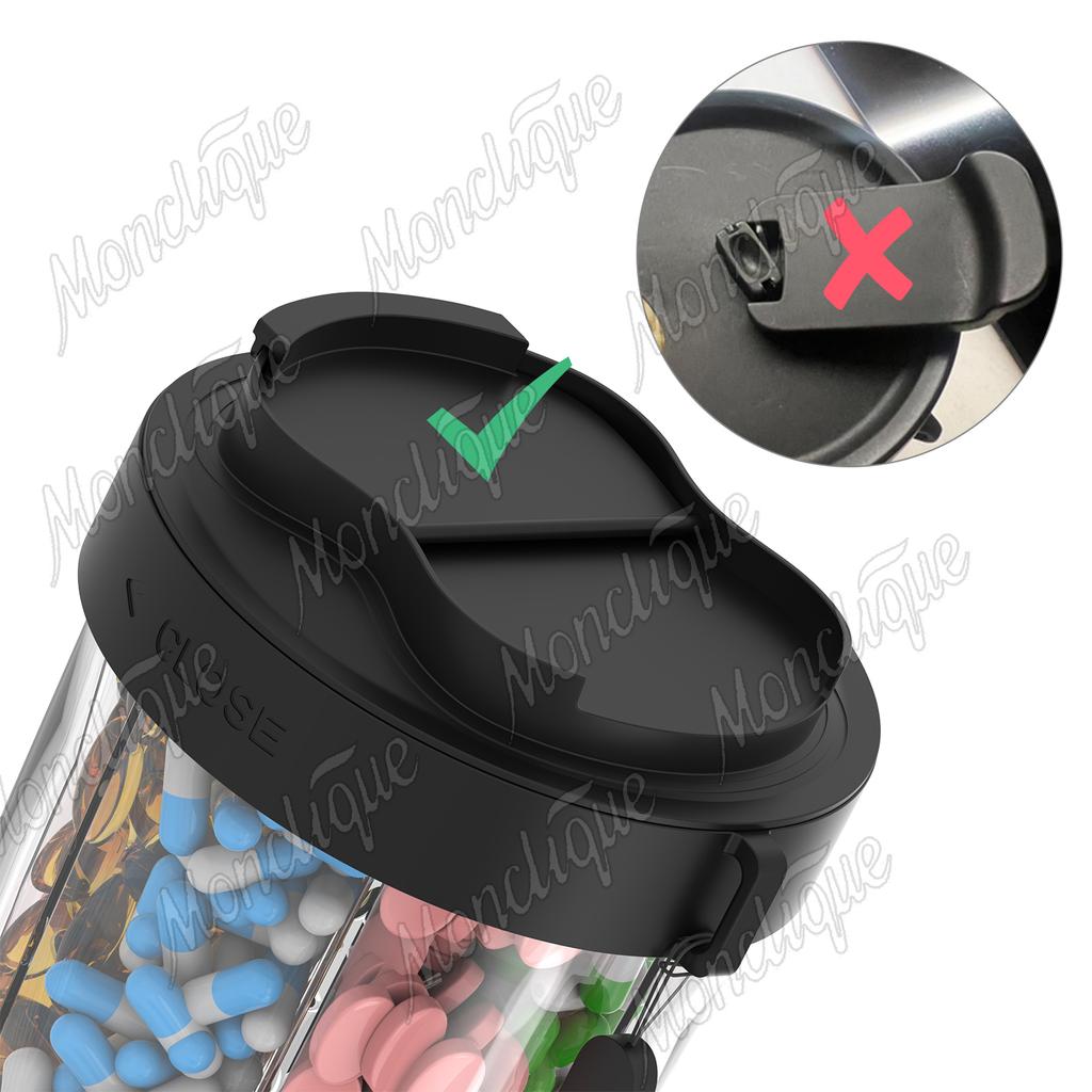 Pill Organizer 7 Grids Large Cup Bottle Organizer Supplement Pill Dispenser for Holding 7 Various Vitamins Travel Pill Case Box