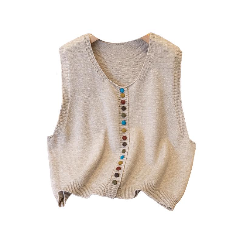 Retro Korean-Style Colorful Button Knit Vest for Women - Versatile and Stylish Spring Fashion