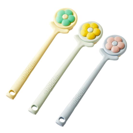 Bath Brush Flower Shape Soft Bristle Long Handle Non-Slip Grip Cleaning Brush Gentle Skin Cleaning SPA Bath Tool Bathroom Accessory
