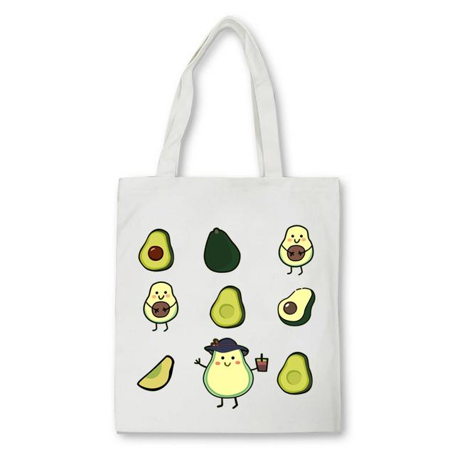 Cartoon avocado Print Canvas Shopping Tote Bag Reusable Women Shopper Bag Fashion Kawaii Female Eco Handbag