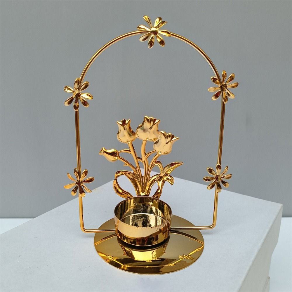 Exquisite Nordic Candle Holder Light Luxury Metal Candlestick Ginkgo Candle Holder  Living Room