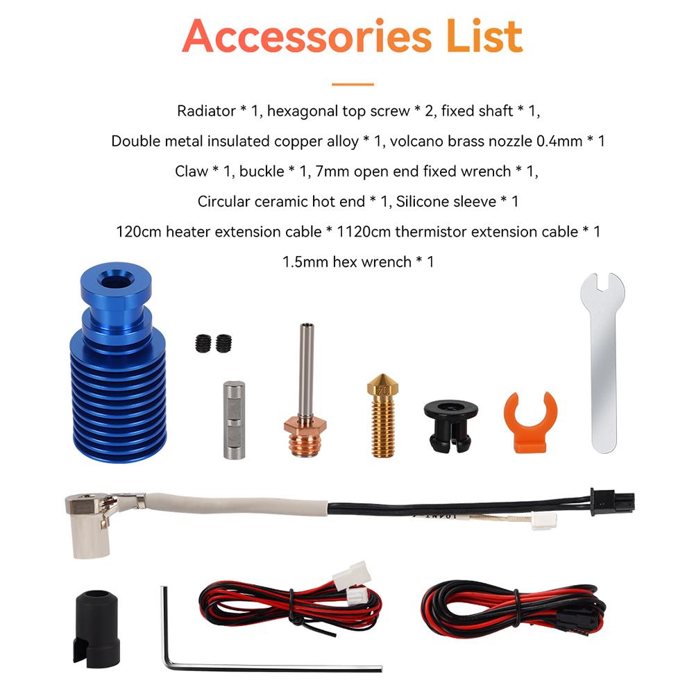 VORO 2.4 Prusa 3D Yazıcılarla Uyumlu Yükseltilmiş Baskı Kafası Seramik Isıtma Çekirdek Ekstrüderi