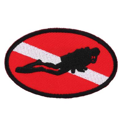 Toppa Bandiera Ellittica Scuba Diving Borsa Ricamata Distintivo Immersione Ricordo con Retro Termoadesivo