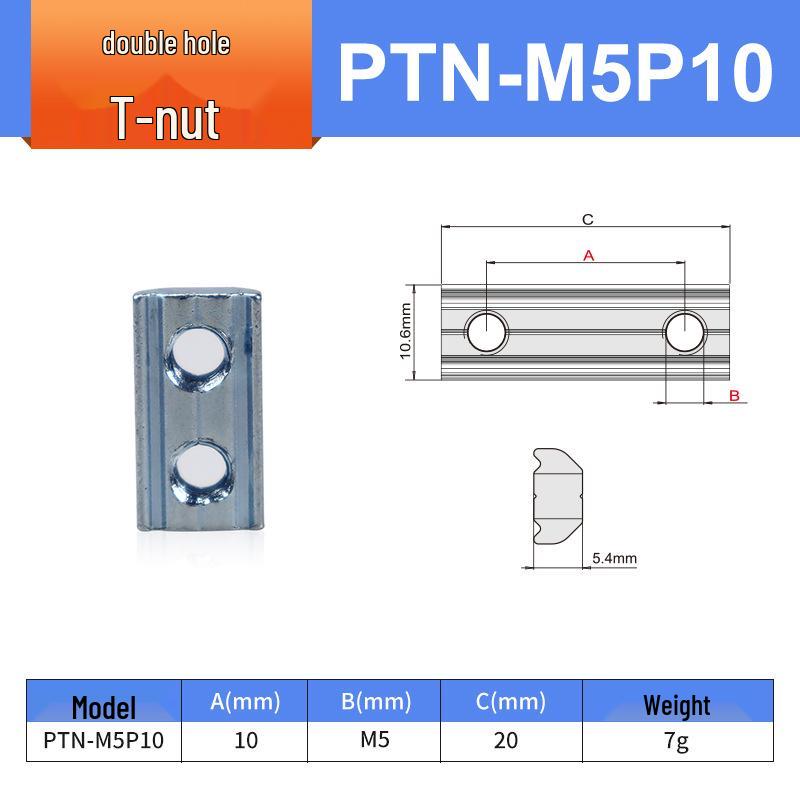 Aluminiumprofil-Verbindungsblock L-Block M4/M5 Einzel-/Doppelbohrungs-Mutter für Roboterarm-Zubehör (PEP2525, 1818)