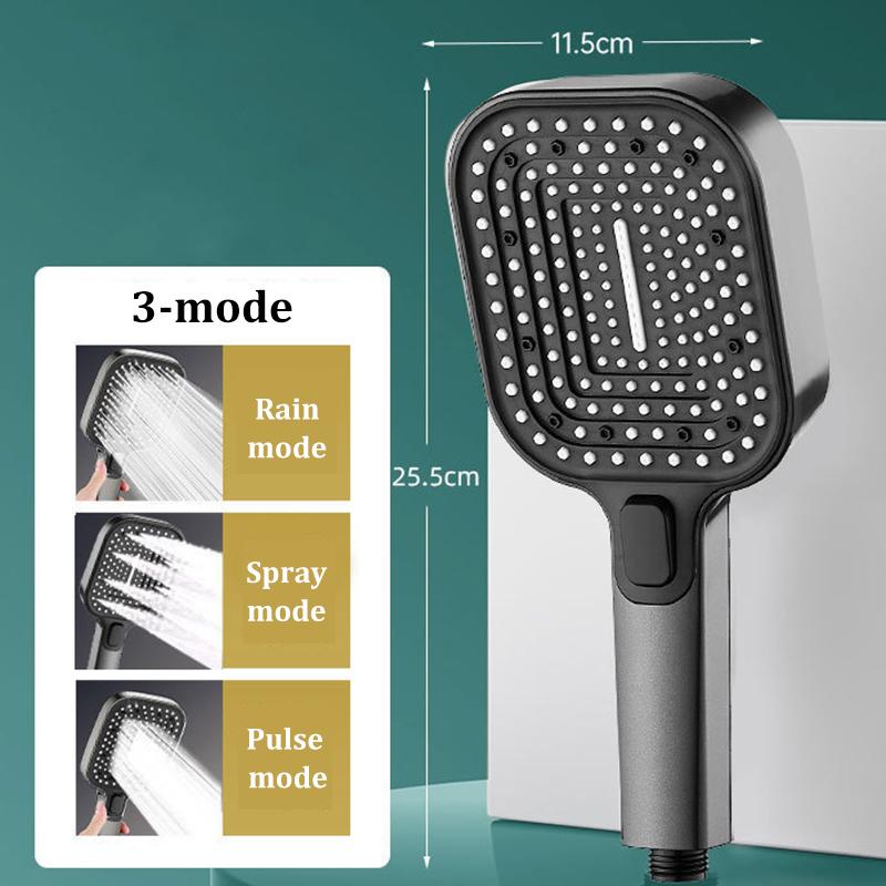 3-mode square pressurized shower head large panel household bathroom accessories large water outlet shower set серый