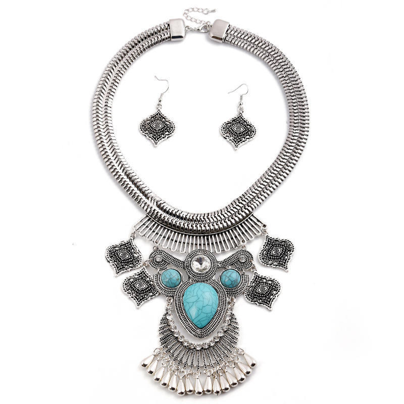 Vintage Gravierte Quasten-Edelsteinkette, Kurze Schlüsselbeinkette